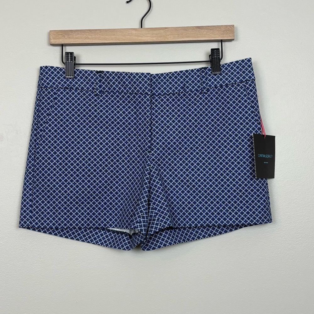 Cynthia Rowley Shorts Womens 6 Blue White‎ Geometric Preppy Coastal Vacation